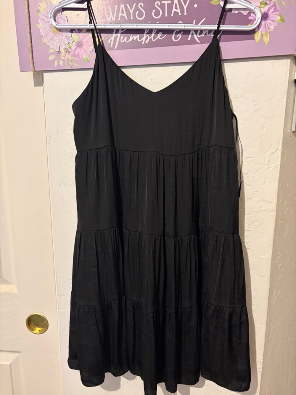 Naked Zebra Black Tiered Slip Mini Sundress lined size small